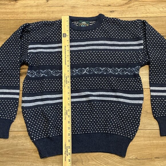 Men's VTG Jantzen Knit Sweater SZ LARGE Blue USA Made Retro Grandpa - Picture 5 of 11